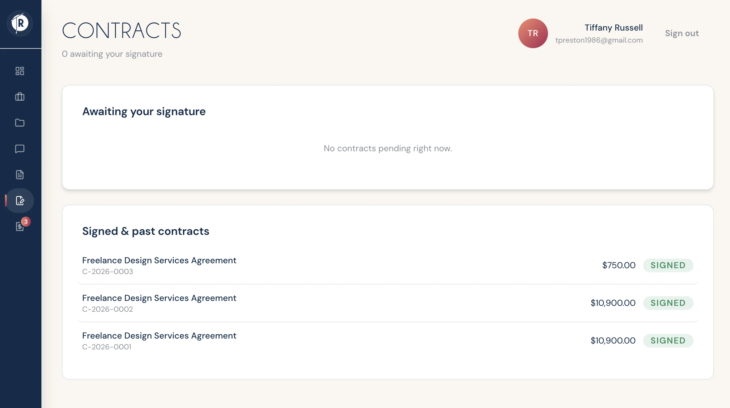 Custom CRM — detail view